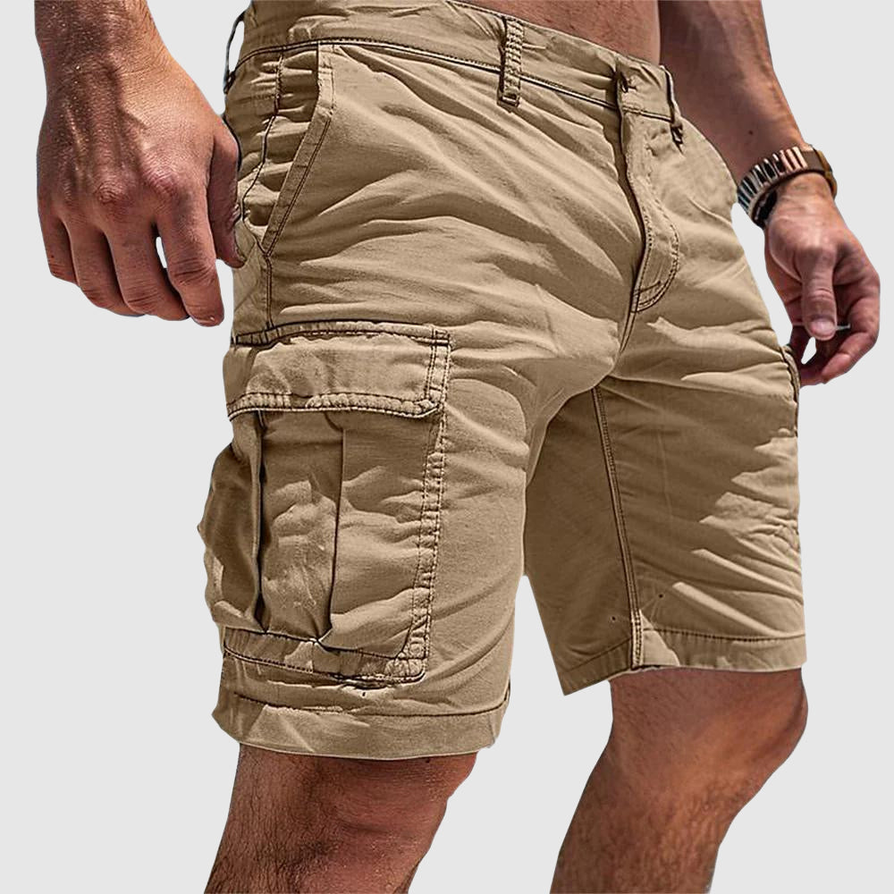 Pantalones cortos cargo con varios bolsillos para hombre - Corte recto