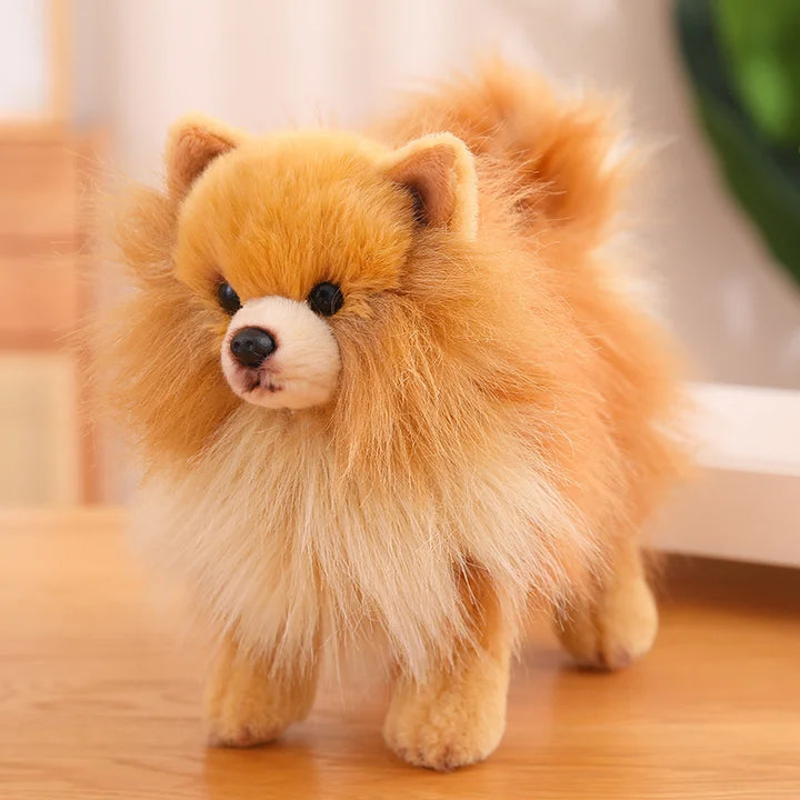 Sød Plys Pomeranian Hund | Blødt Kæledyrslegetøj til Børn og Piger