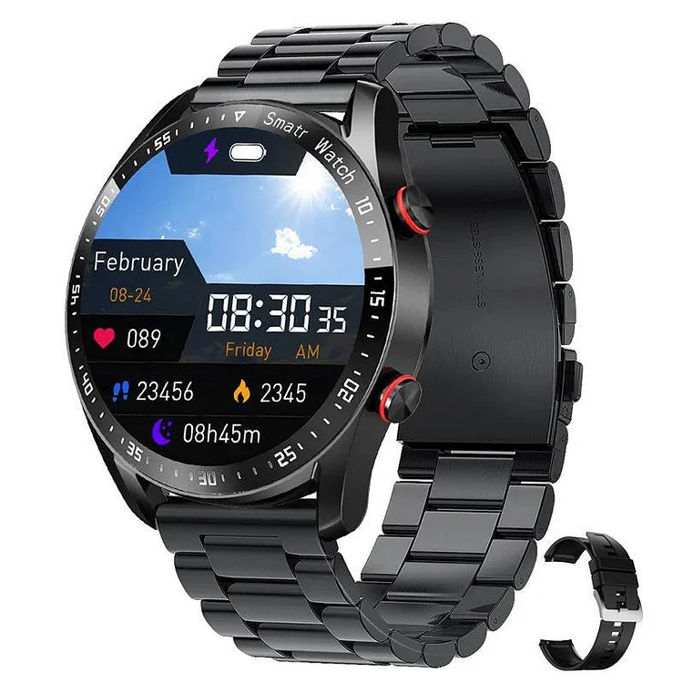 Smartwatch | Ikke-Invasiv Blodsukker EKG Puls & Bluetooth Opkald