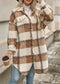 Padded Autumn Jacket for Women with Checks and Buttons | Mid-Length Puffer Jacket with Collar