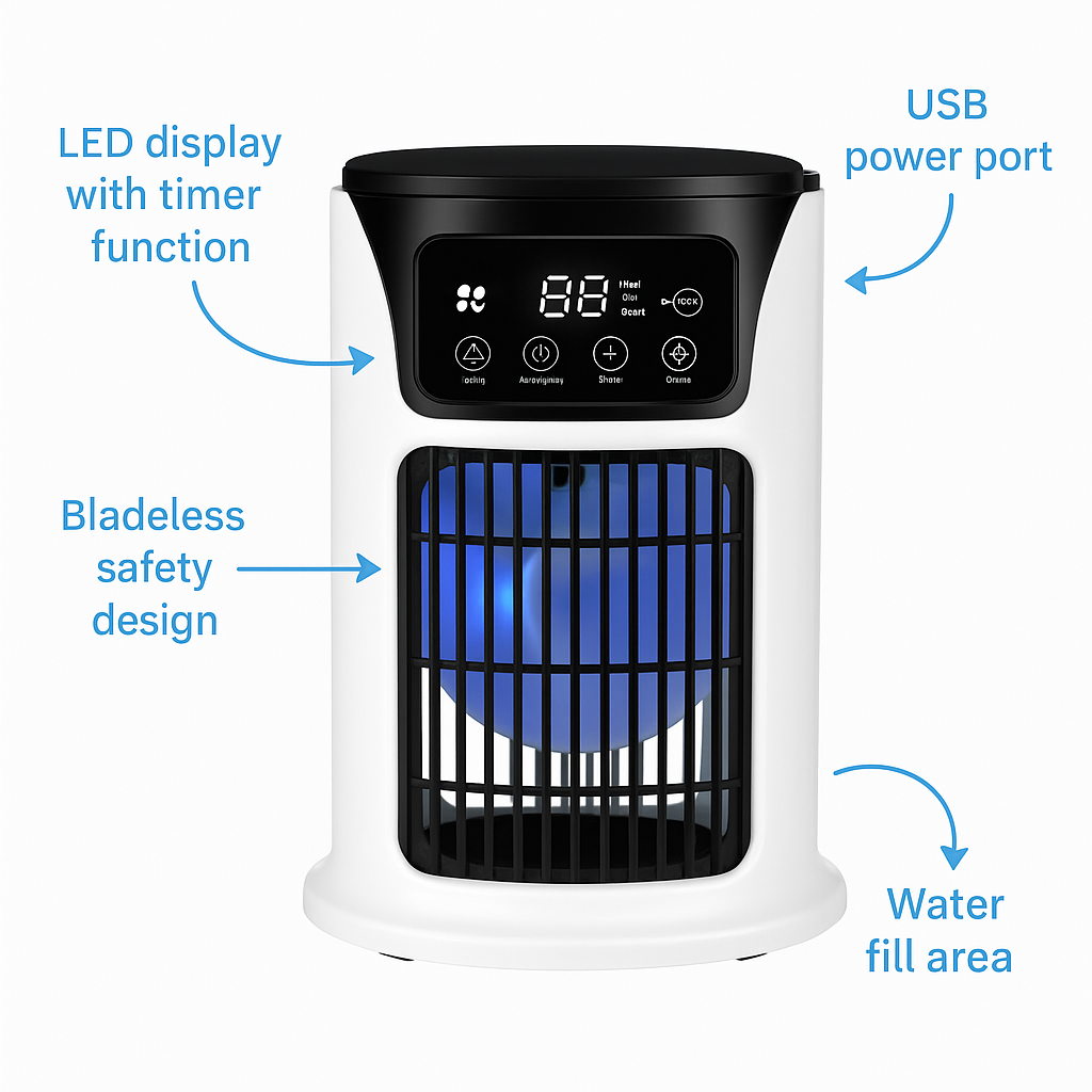 Boreacool Ductless mobil légkondicionáló-5-in-1 energiatakarékos és csendes léghűtő