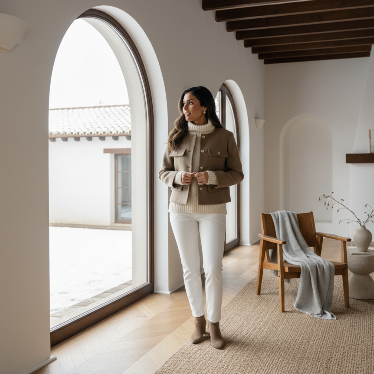 Kort blazer til kvinder med elegante guldknapper og struktureret pasform