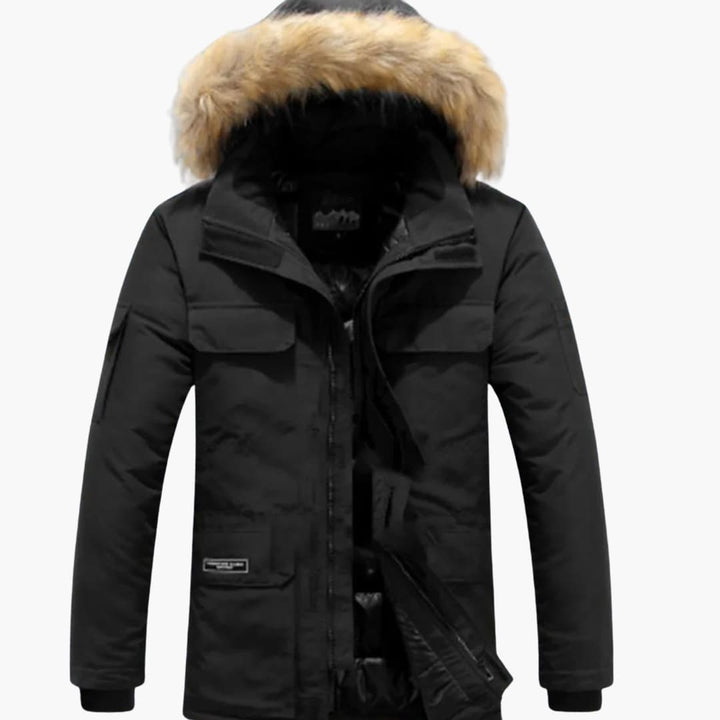 Parka homme hiver | Capuche fausse fourrure nombreuses poches chaud