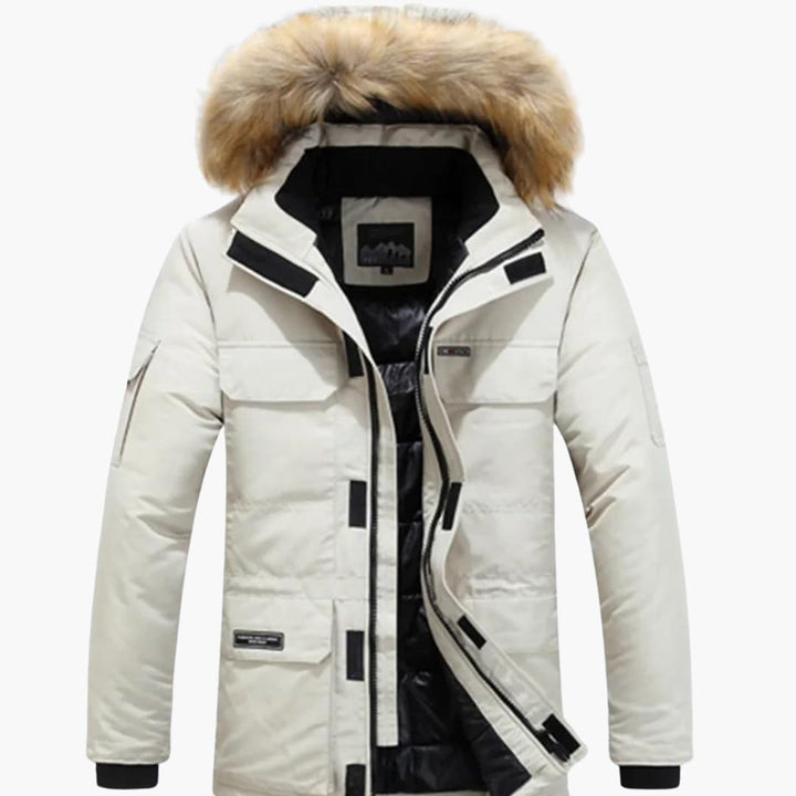 Parka homme hiver | Capuche fausse fourrure nombreuses poches chaud