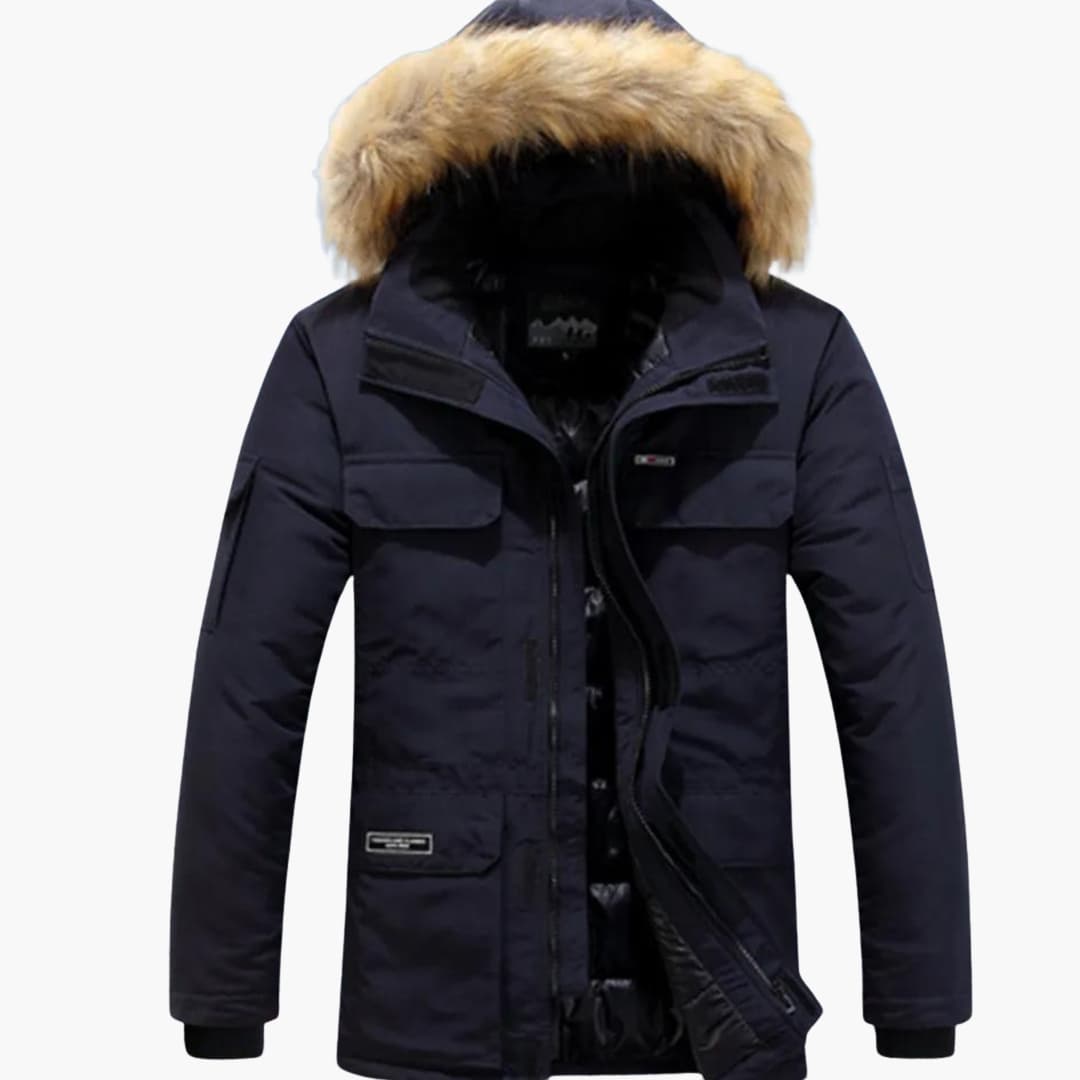 Parka homme hiver | Capuche fausse fourrure nombreuses poches chaud