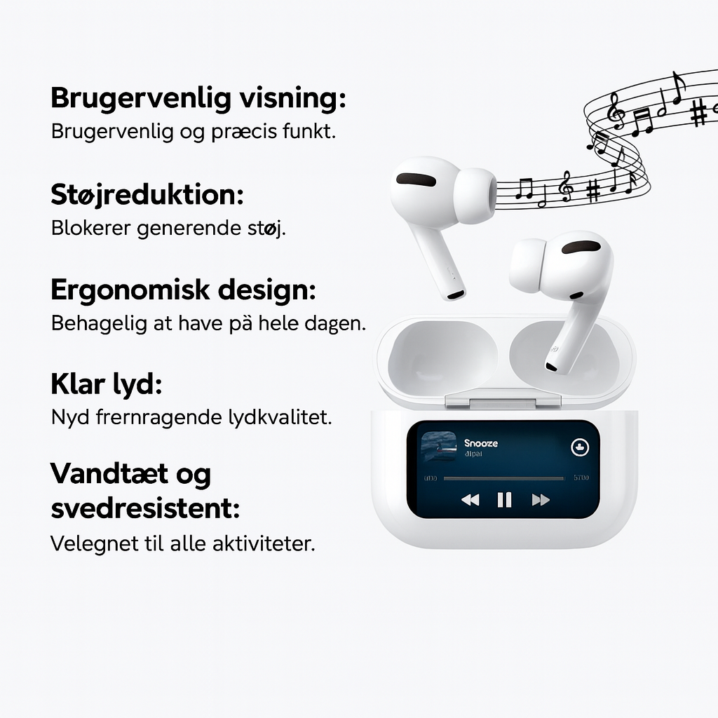 White Pro AirPods with touchscreen