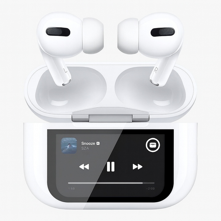 White Pro AirPods with touchscreen