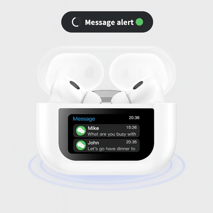 White Pro AirPods with touchscreen