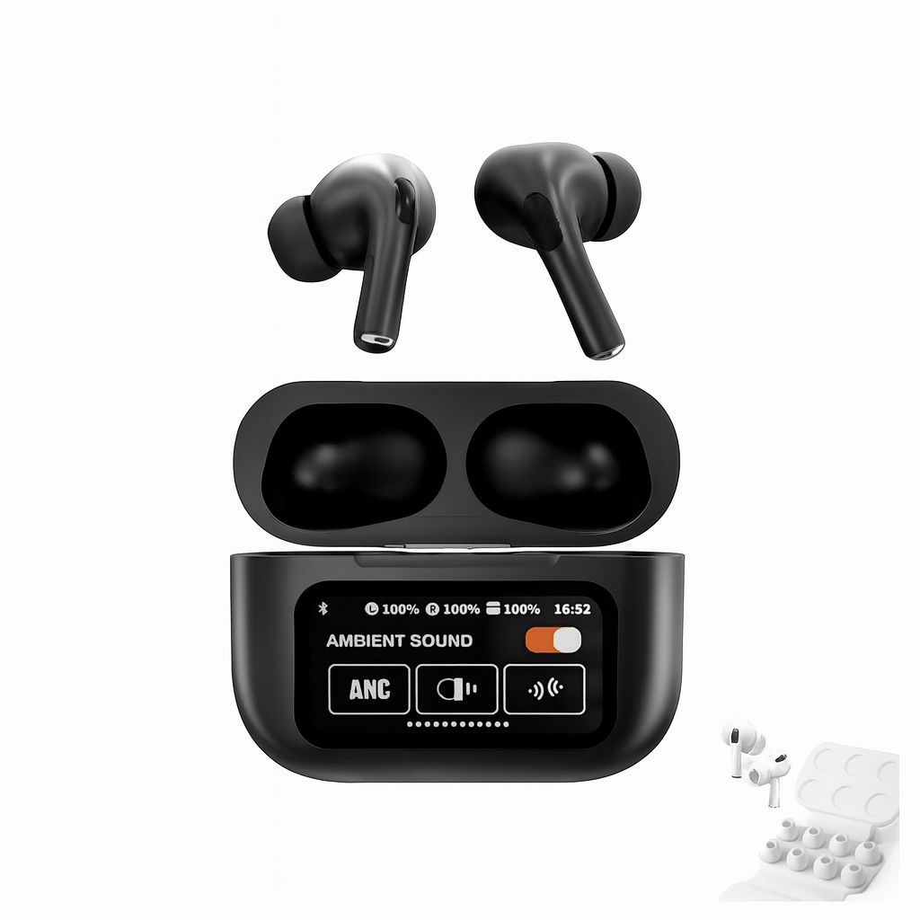 Black Pro AirPods with touchscreen