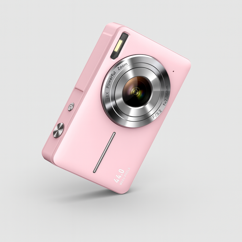 Pink RetroSnap Vintage digital camera with 1080p video and retro design