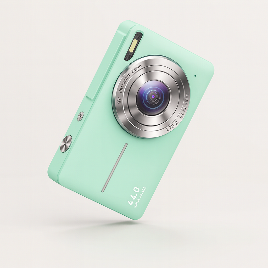 Blue Green RetroSnap Vintage digital camera with 1080p video and retro design