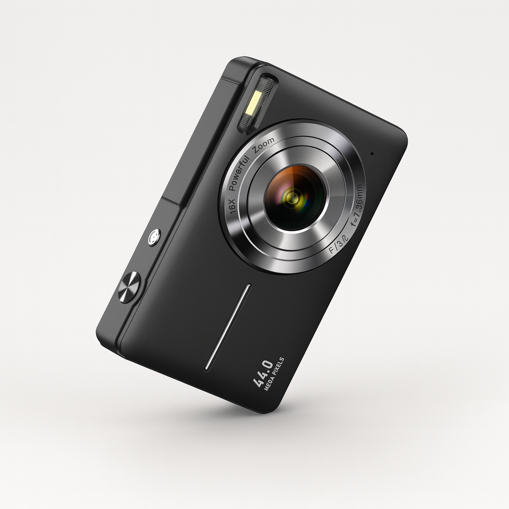 Black RetroSnap Vintage digital camera with 1080p video and retro design