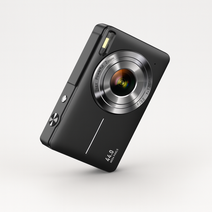 Black RetroSnap Vintage digital camera with 1080p video and retro design