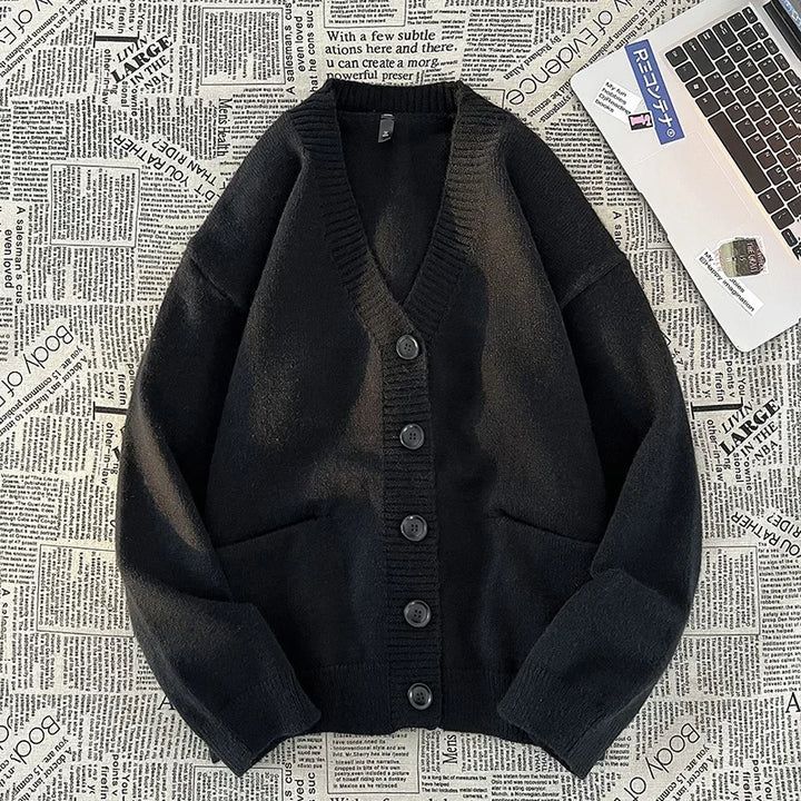 Cárdigan Jacquard para hombre | Suéter de punto con cuello en V Otoño Invierno