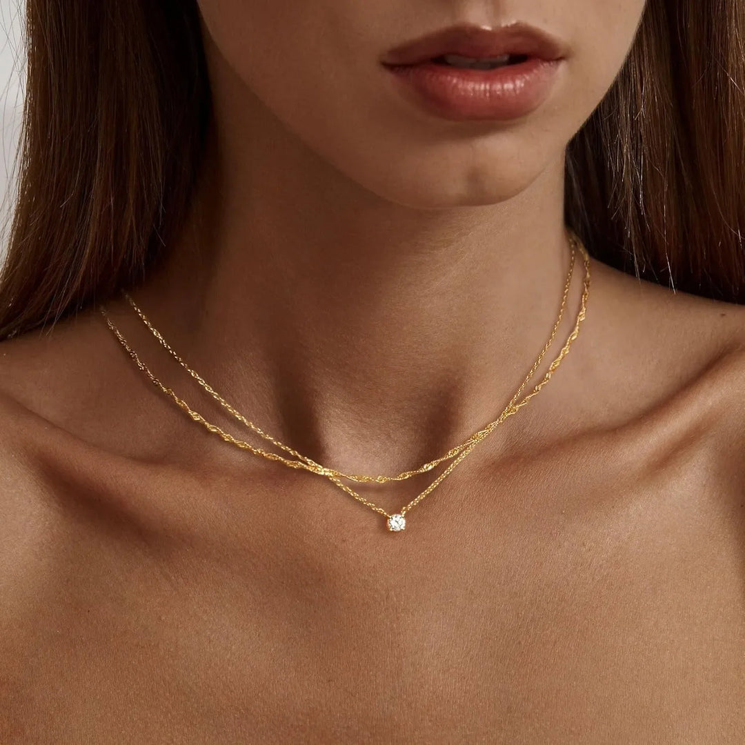 Choker-kaulakoru naisille timanttinäköisellä | kullattu ja sterlinghopea | tyylikäs lahja