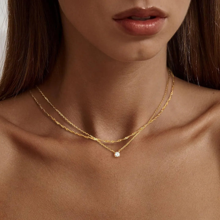 Choker-kaulakoru naisille timanttinäköisellä | kullattu ja sterlinghopea | tyylikäs lahja