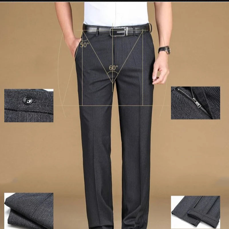 pantaloni clasici drepți pentru bărbați pentru uz de afaceri pantaloni uni formali pentru birou pantaloni mari mărime plus