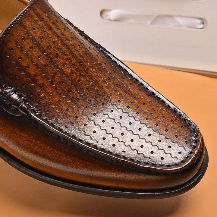 Últimos zapatos para hombre 2025 en cuero genuino | Zapatos de conducción sin cordones, mocasines y mocasines cómodos