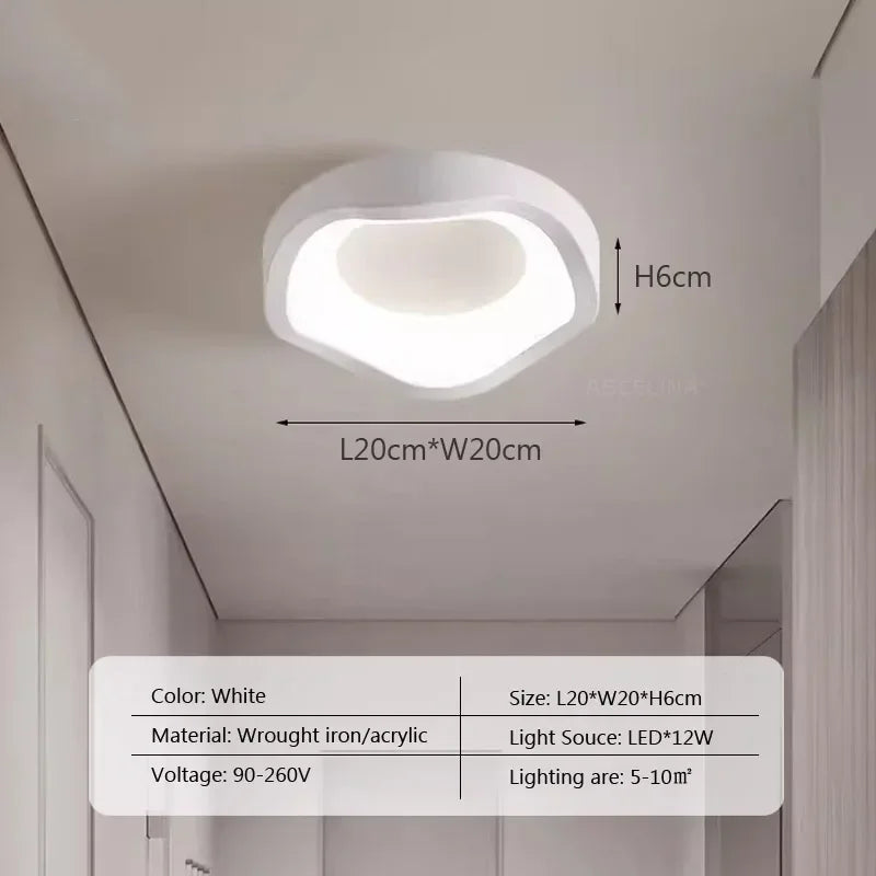 Moderne hvid LED loftlampe, 20x20 cm, 6 cm høj, lavet af smedejern/akryl. Energibesparende belysning til indendørs brug, 90-260V.
