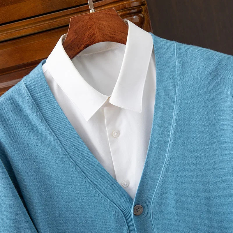 Suéter cárdigan para hombre | Cuello en V clásico de negocios casual otoño invierno