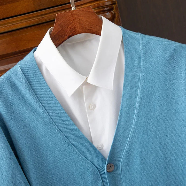 Suéter cárdigan para hombre | Cuello en V clásico de negocios casual otoño invierno
