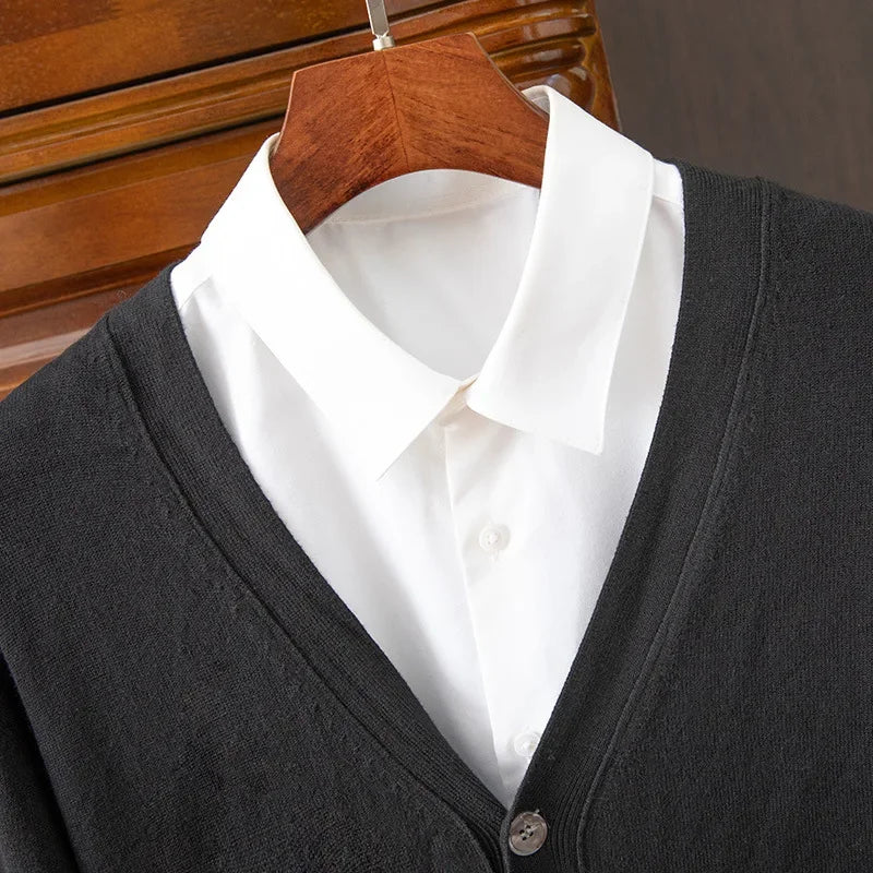 Suéter cárdigan para hombre | Cuello en V clásico de negocios casual otoño invierno