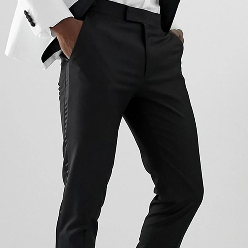 Pantaloni scurți pentru bărbați cu dungi din satin, croială slim, pantaloni formali pentru nuntă și seară