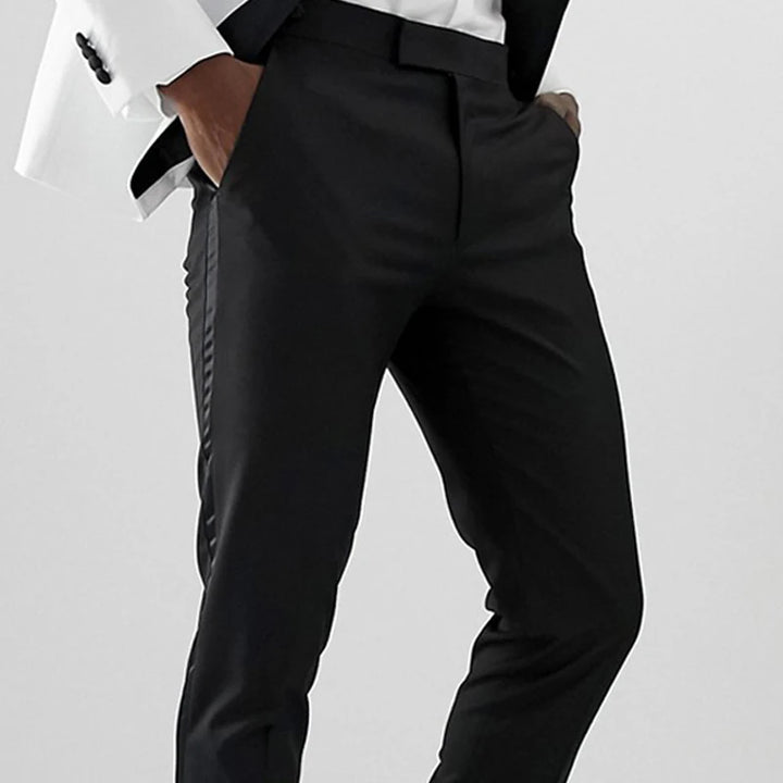 Pantaloni scurți pentru bărbați cu dungi din satin, croială slim, pantaloni formali pentru nuntă și seară