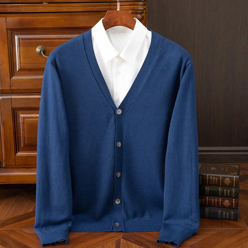 Suéter cárdigan para hombre | Cuello en V clásico de negocios casual otoño invierno