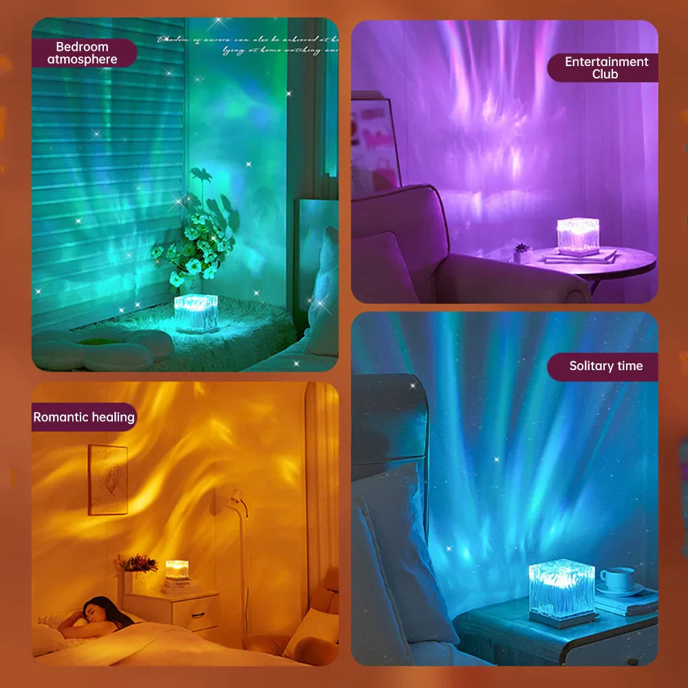 Aurora Borealis LED-kohdevalo kaukosäätimellä ja ajastimella | 360° moniväriset efektit