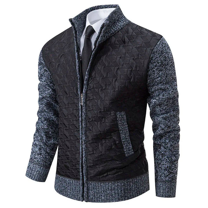 Pulover cardigan pentru bărbați | Pulover călduros din fleece cu guler în picioare pentru toamnă iarnă