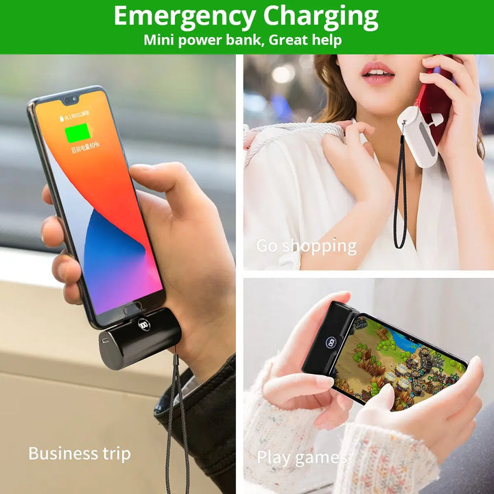 Liboer Ekstern batteri 5000 mAh | Hurtig opladning via USB-C eller Lightning | Kompakt og let design