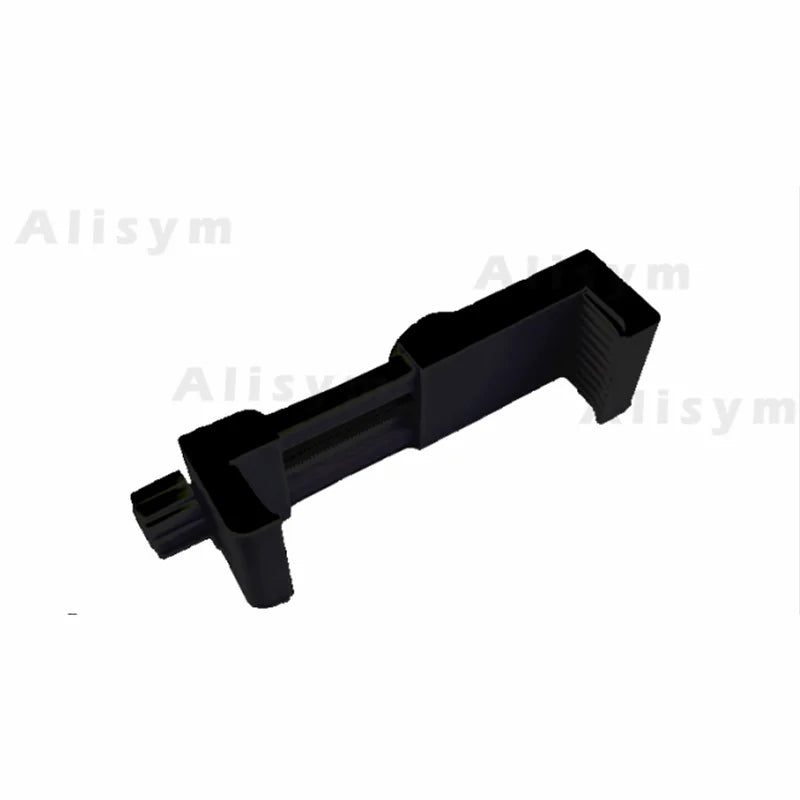 Sort plastkomponent til 3D-printer, Alisym mærke. Designet til præcis montering og stabilitet. Ideel til udskiftning eller opgradering.