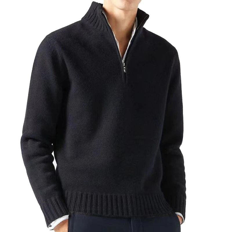 Suéter de cuello alto de otoño para hombre, jersey de punto, pulóver liso de manga larga, chaqueta casual cálida para hombre