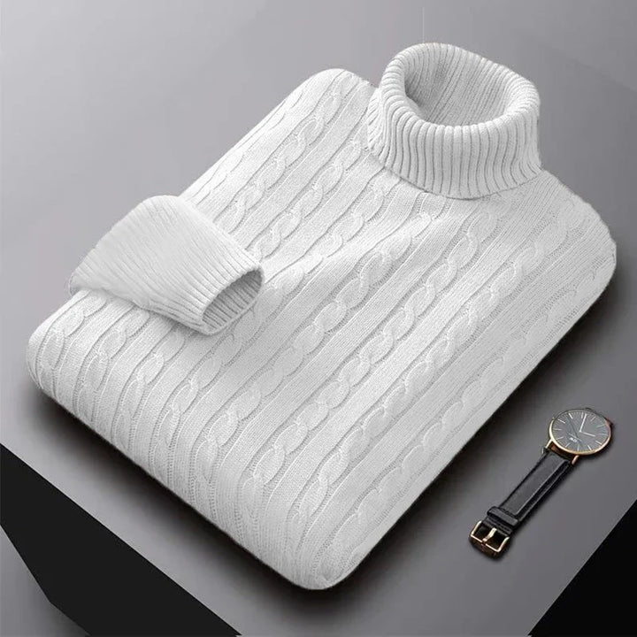 2025 ny suéter de hombre de cuello alto de un solo color suéter de punto cálido casual suéter de cuello alto de lana para hombre invierno exterior superior