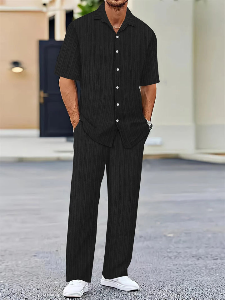 Sommer nuevo moda masculina camisa clásica hombre negocio casual conjunto