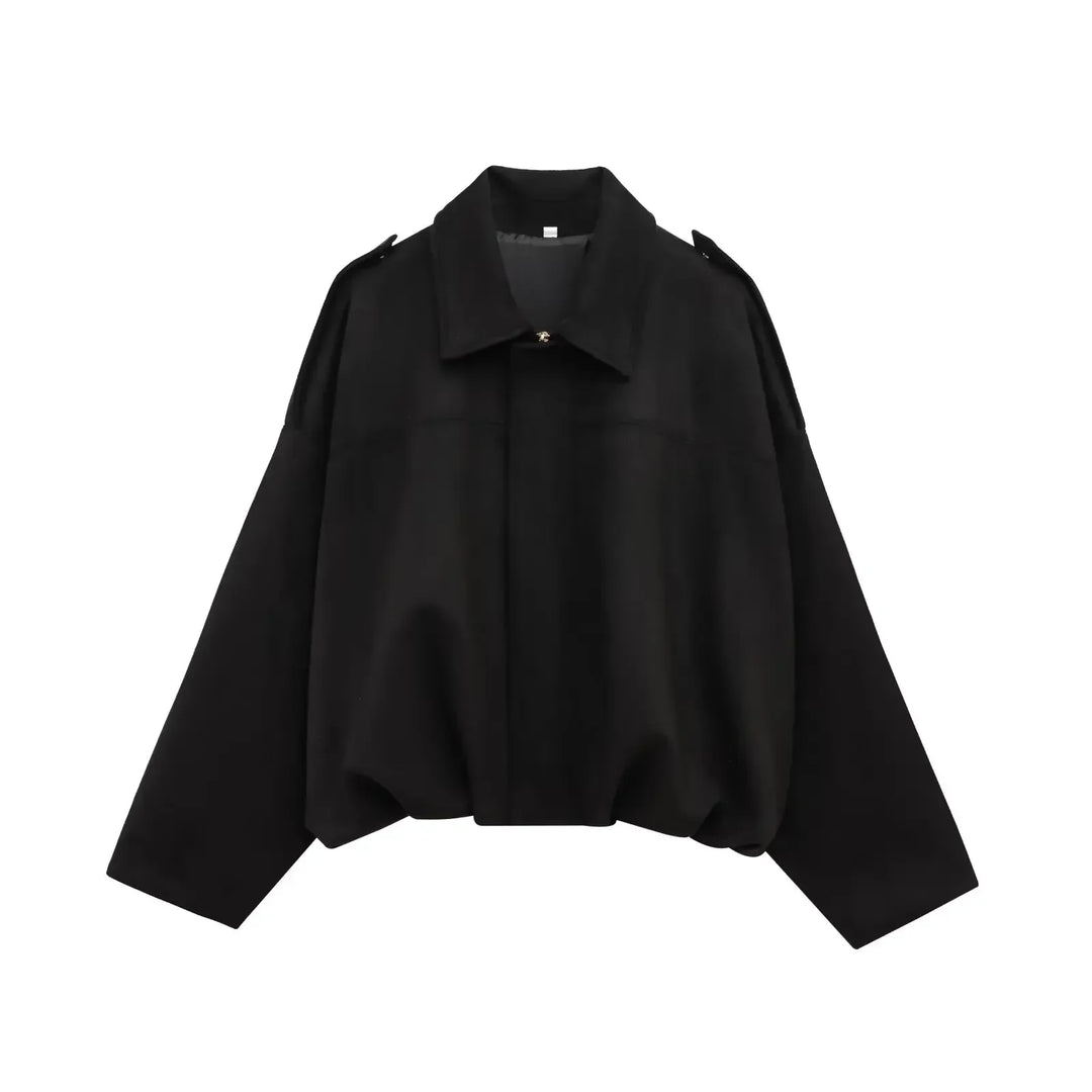 Noir Kort Bomberjakke | Elegant Suede-Look til Dame, Moderne & Stilfuld