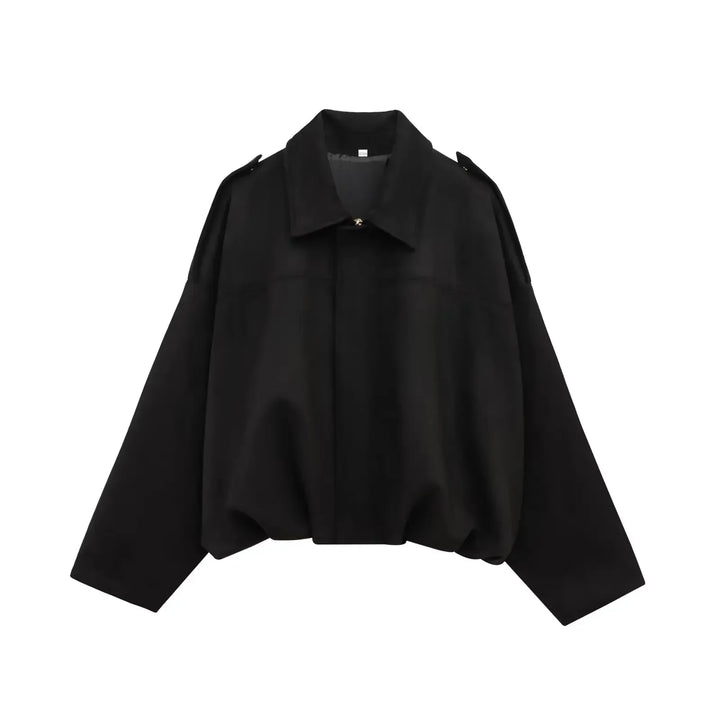 Noir Kort Bomberjakke | Elegant Suede-Look til Dame, Moderne & Stilfuld