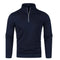 Suéter de punto para hombre con media cremallera, cuello semi-alto y manga larga