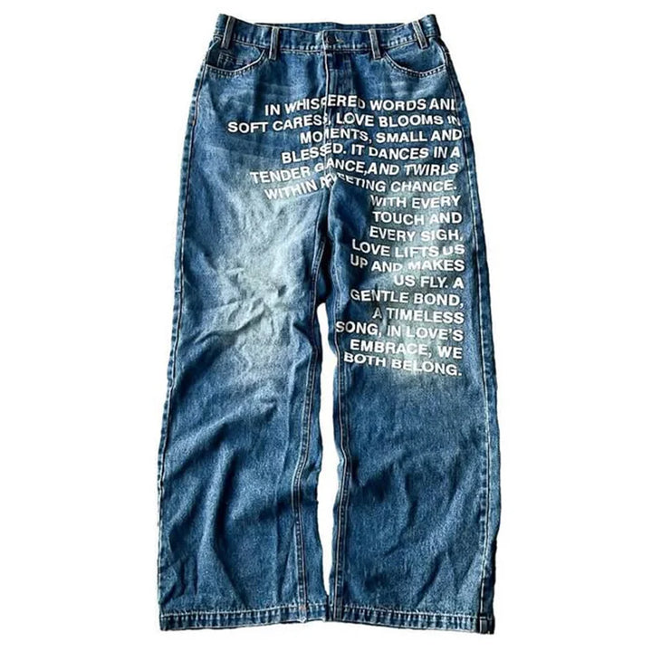Blugi pentru bărbați | Streetwear vintage cu litere americane Gothic Harajuku Hip Hop cu picioare largi