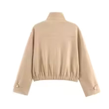 Kurtka bomber zamszowa krótka | Długi rękaw, zapinana na guziki, casual, damska