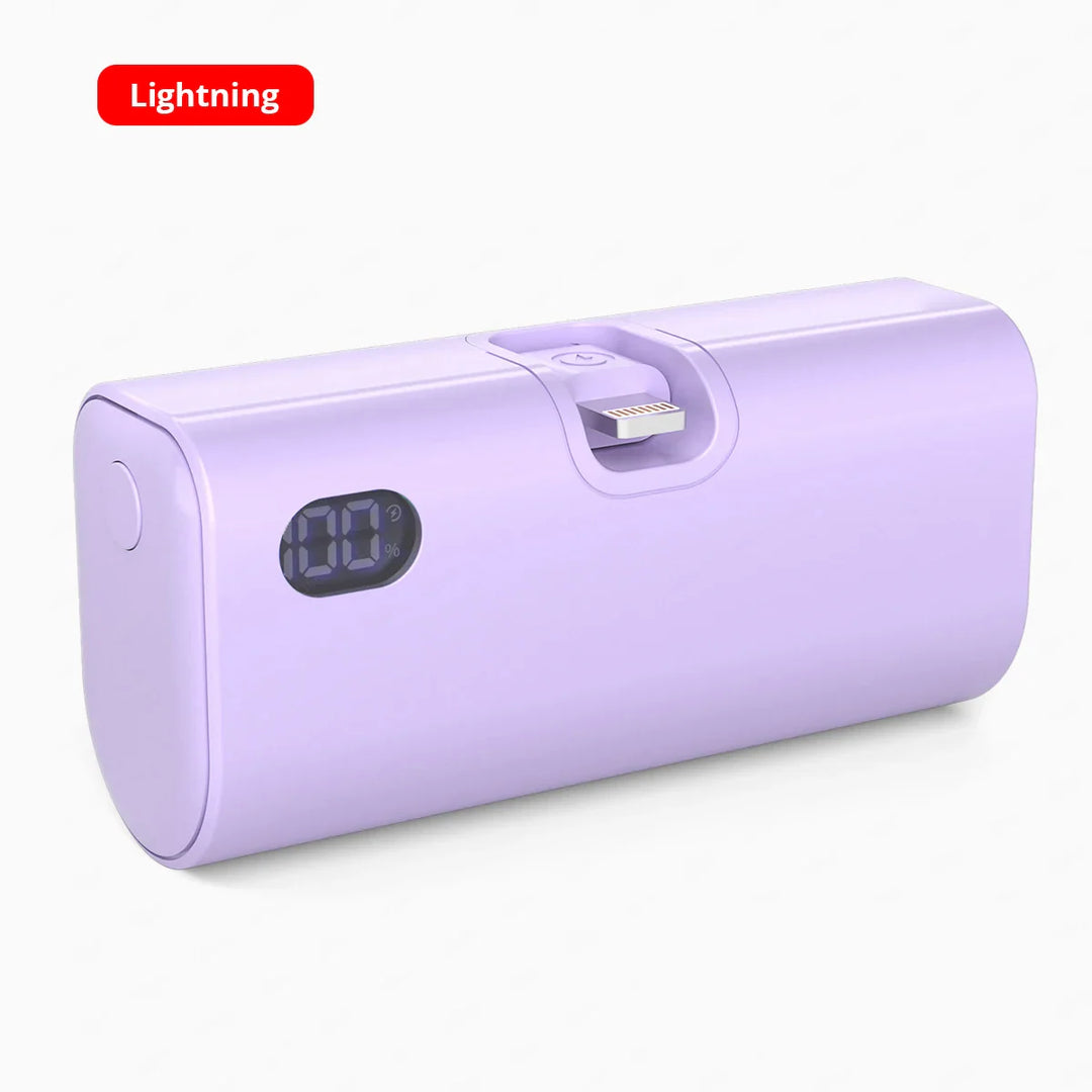 Liboer Foldbart eksternt batteri Hurtig opladning | 5000mAh USB-C eller Lightning LED-skærm