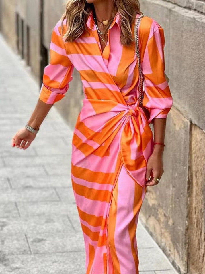 Elouise kietaisumekko kauluksella | Elegantti kesämekko imarteleva istuvuus ja silkkimäinen kangas