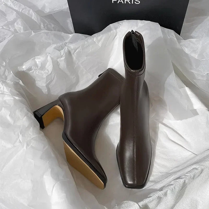 Ankelstøvler Dame Vintage | Firkantet Tå Tyk Hæl Varm Vinter