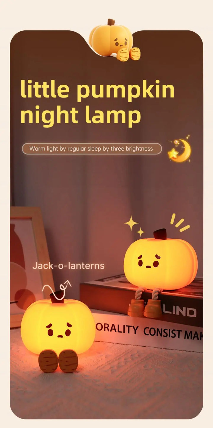 CozyGlow Halloween tök érintőlámpa – puha és nyugtató szilikon éjjeli fény