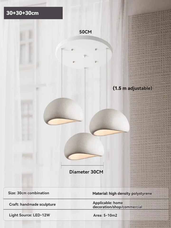 Moderne loftlampe med tre justerbare, hvide skærme i polystyren, diameter 30 cm. Ideel til hjem, kontor eller kommercielle rum. LED-lys 12W.