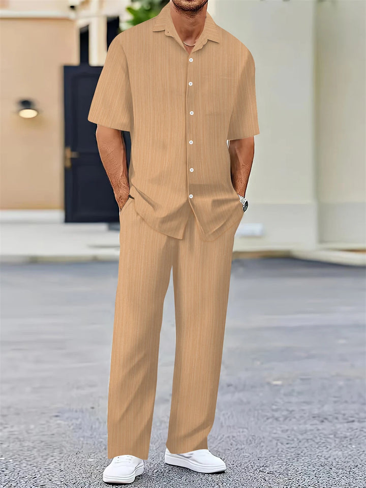 Sommer nuevo moda masculina camisa clásica hombre negocio casual conjunto