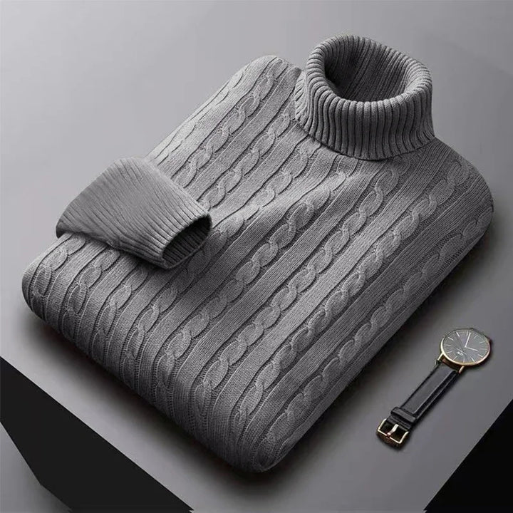 2025 ny suéter de hombre de cuello alto de un solo color suéter de punto cálido casual suéter de cuello alto de lana para hombre invierno exterior superior