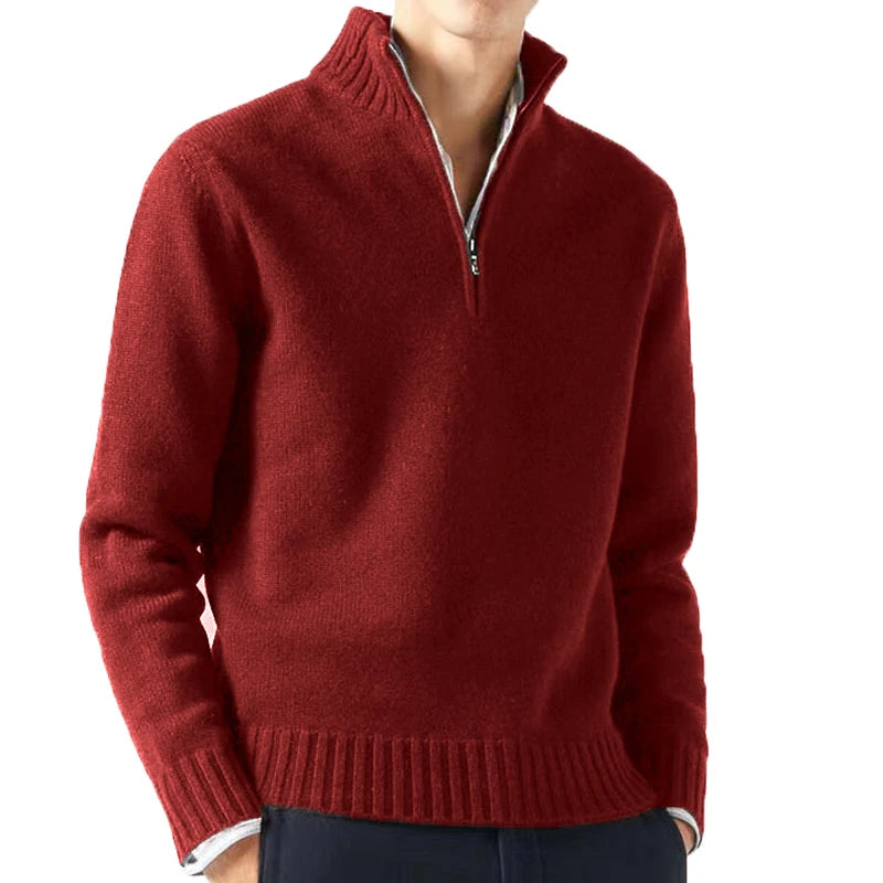 Suéter de cuello alto de otoño para hombre, jersey de punto, pulóver liso de manga larga, chaqueta casual cálida para hombre