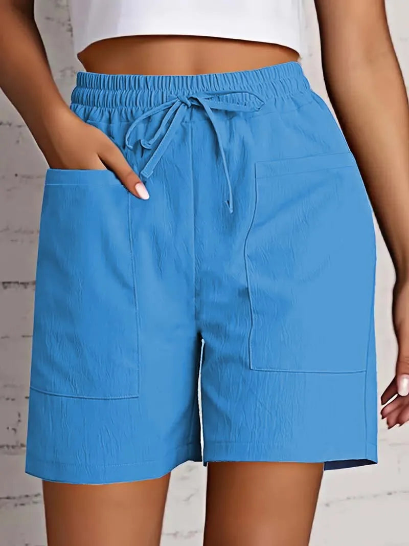 Shorts de mujer de talle alto 4 pulgadas verano shorts holgados casuales con bolsillos bermudas lisas